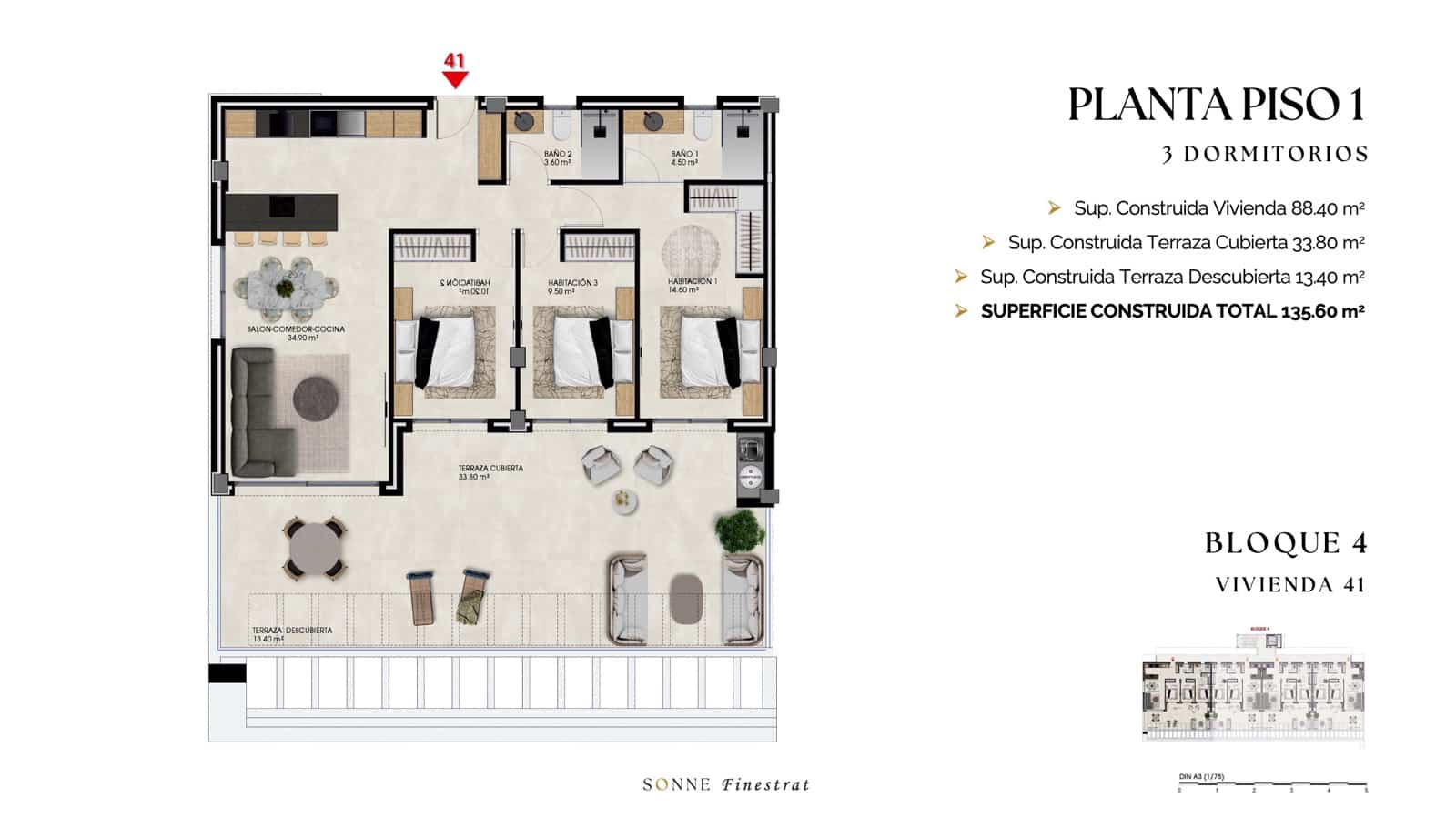 3 bedroom Apartment for sale in Finestrat with pool garage - € 442,000 (Ref: 9559776)