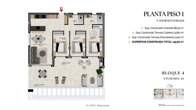 3 quarto Apartamento para venda em Balcón de Finestrat - Terra Marina, Finestrat com piscina garagem - 442 000 € (Ref: 9559776)