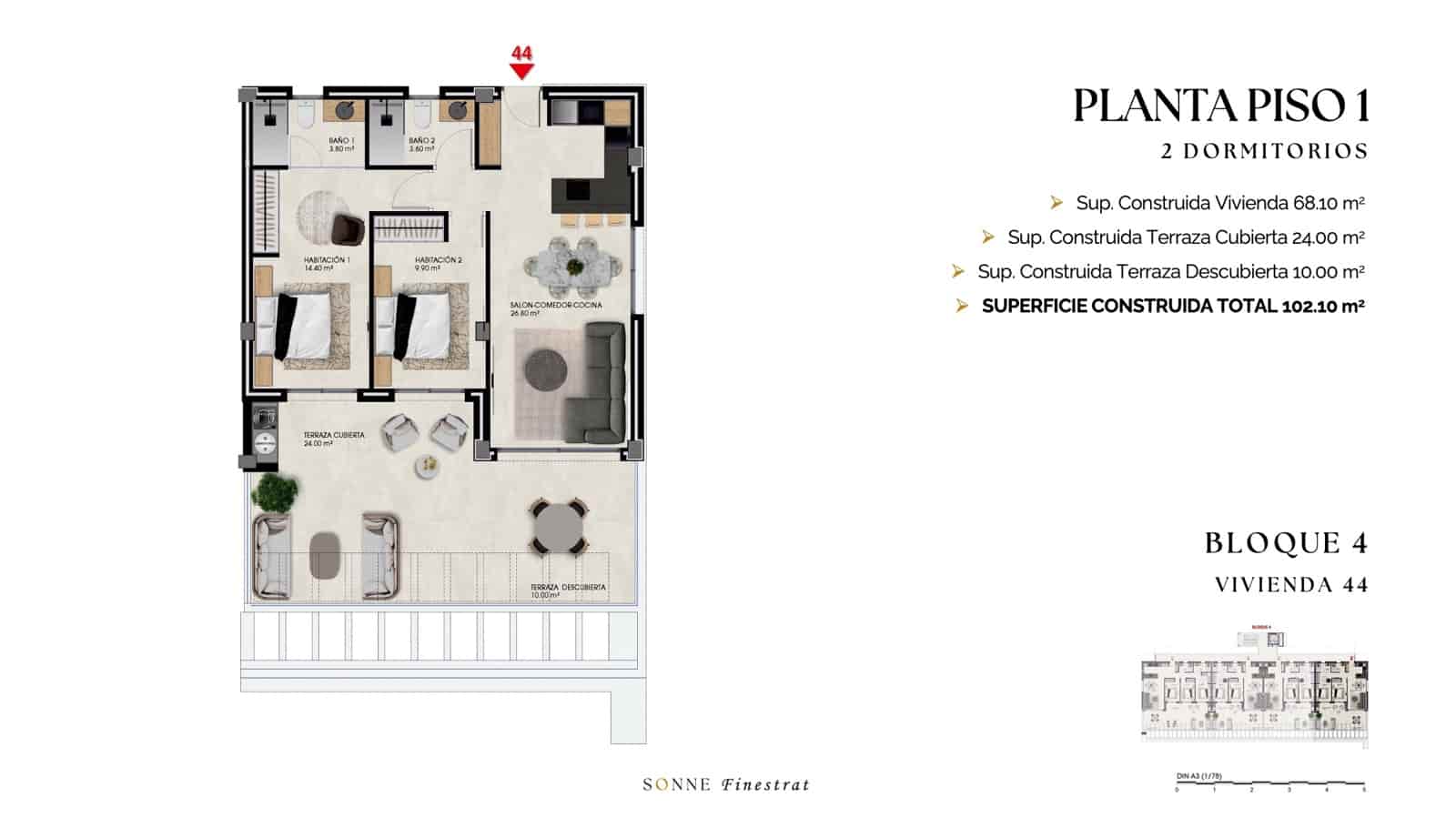 2 bedroom Apartment for sale in Finestrat with pool garage - € 355,000 (Ref: 9559783)