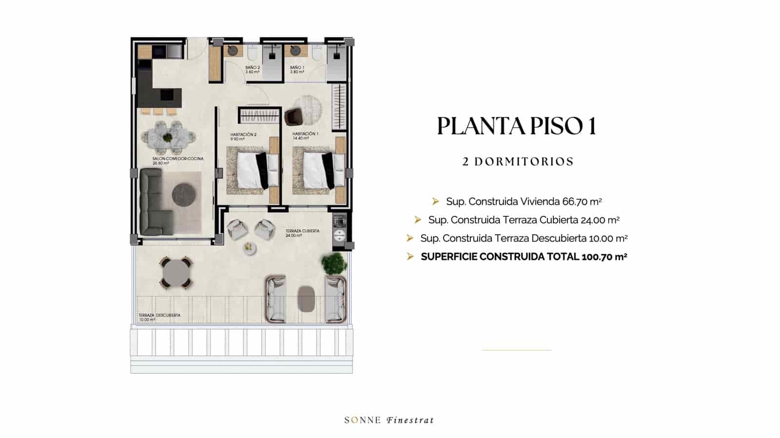 Apartamento de 2 habitaciones en Finestrat en venta con piscina garaje - 355.000 € (Ref: 9559790)