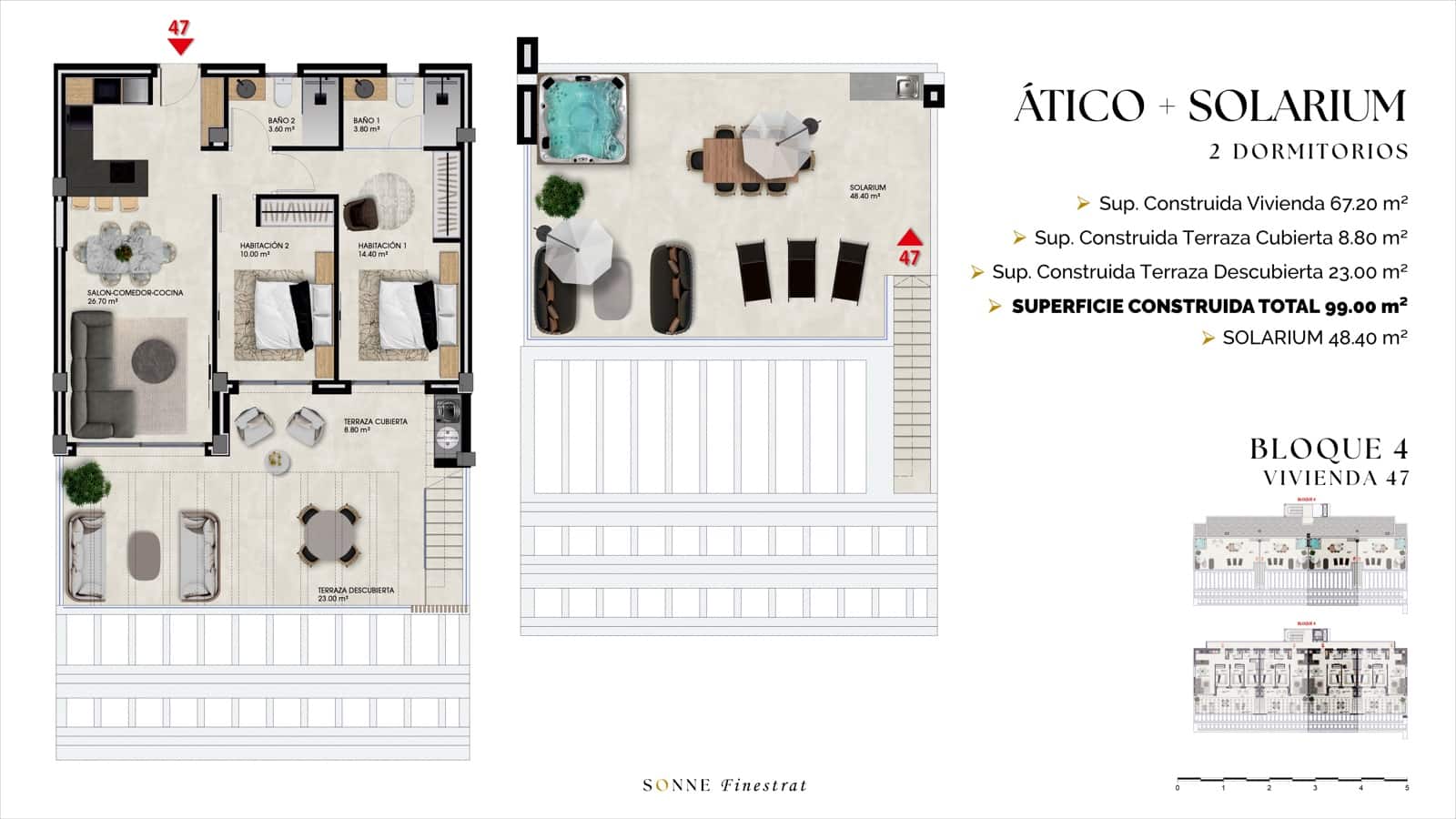 2 sypialnia Penthouse na sprzedaż w Finestrat z basenem garażem - 460 000 € (Ref: 9559793)