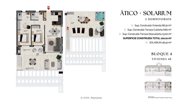 Ático de 2 habitaciones en Balcón de Finestrat - Terra Marina, Finestrat en venta con piscina garaje - 470.000 € (Ref: 9559796)