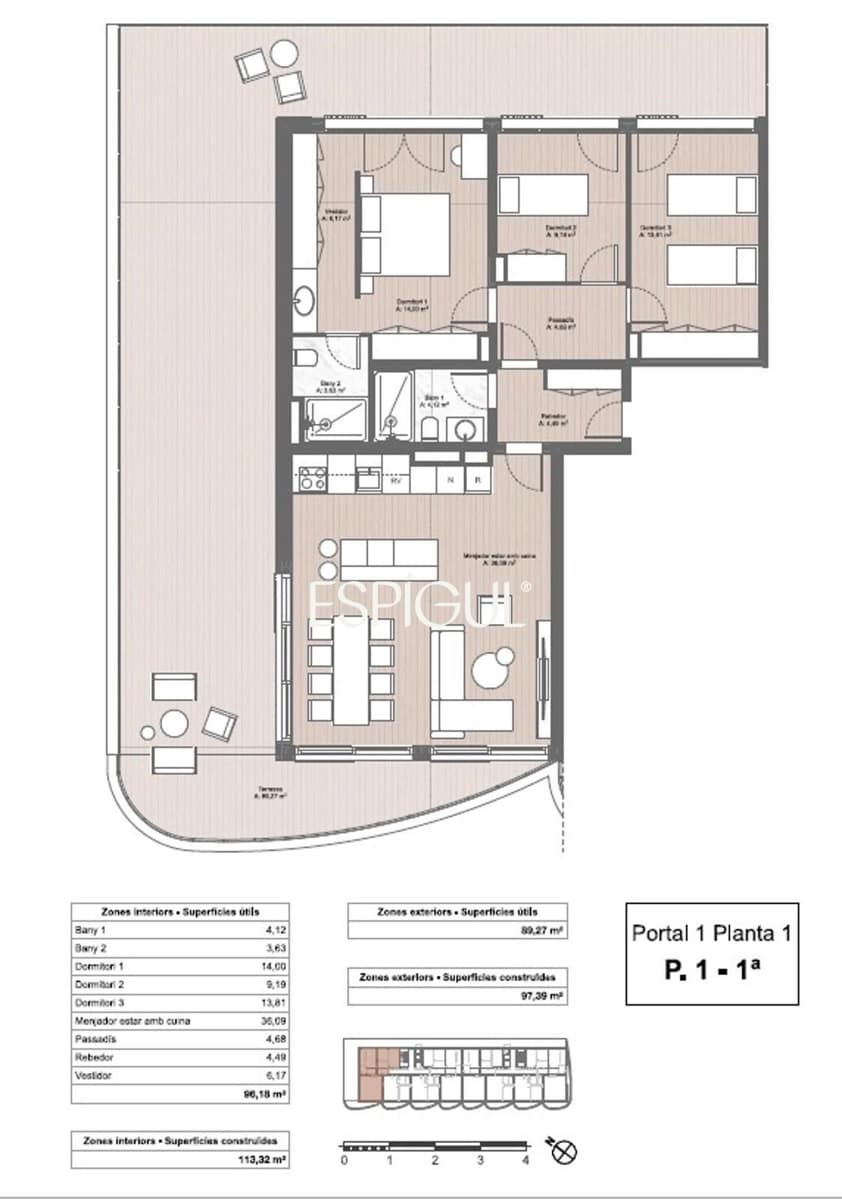 3 soveværelse Lejlighed til salg i Mataro med swimmingpool - € 665.277 (Ref: 10016088)