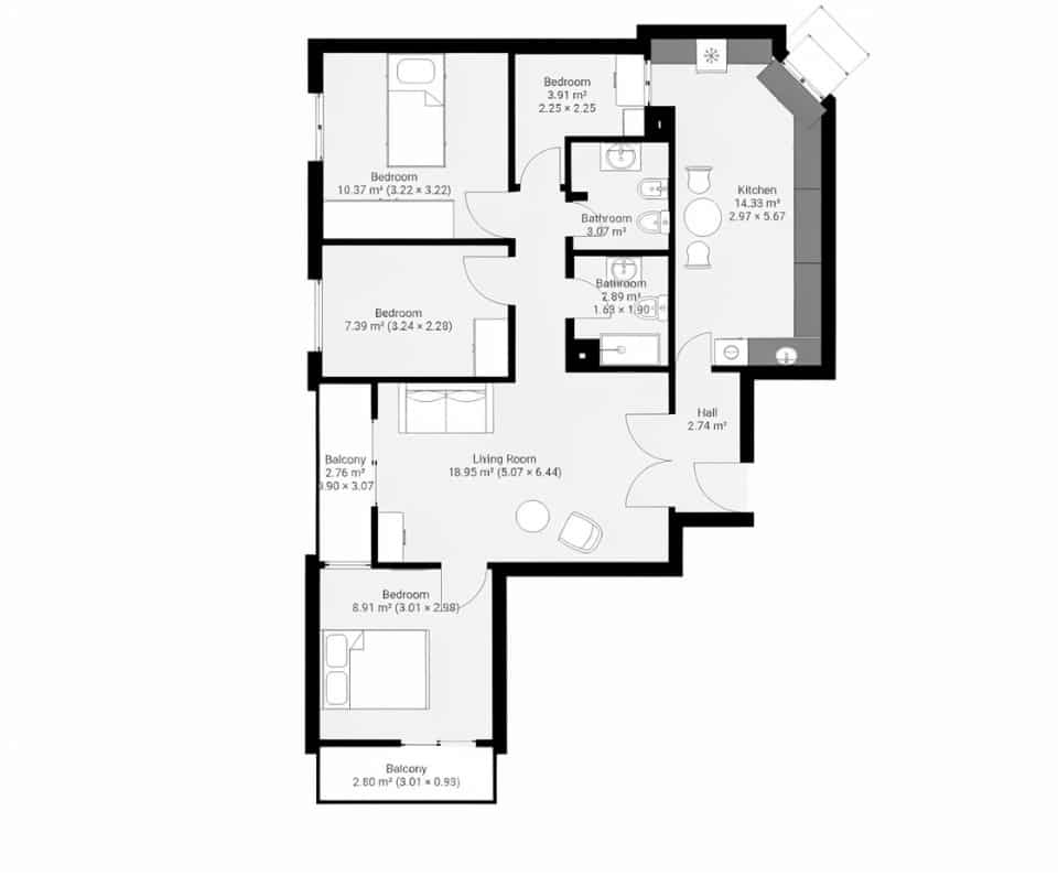 3 Zimmer Apartment zu verkaufen in Malaga Stadt - 399.900 € (Ref: 9834831)