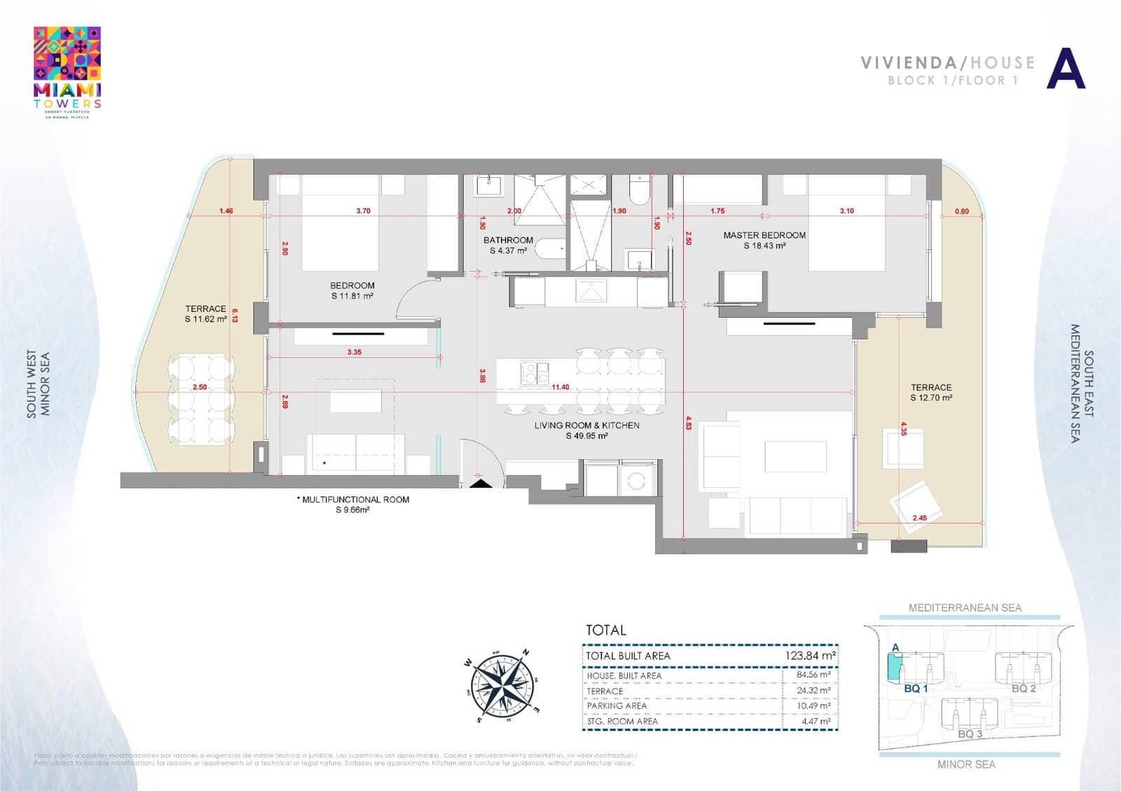 Apartamento de 2 habitaciones en La Manga del Mar Menor en venta - 599.000 € (Ref: 9301278)