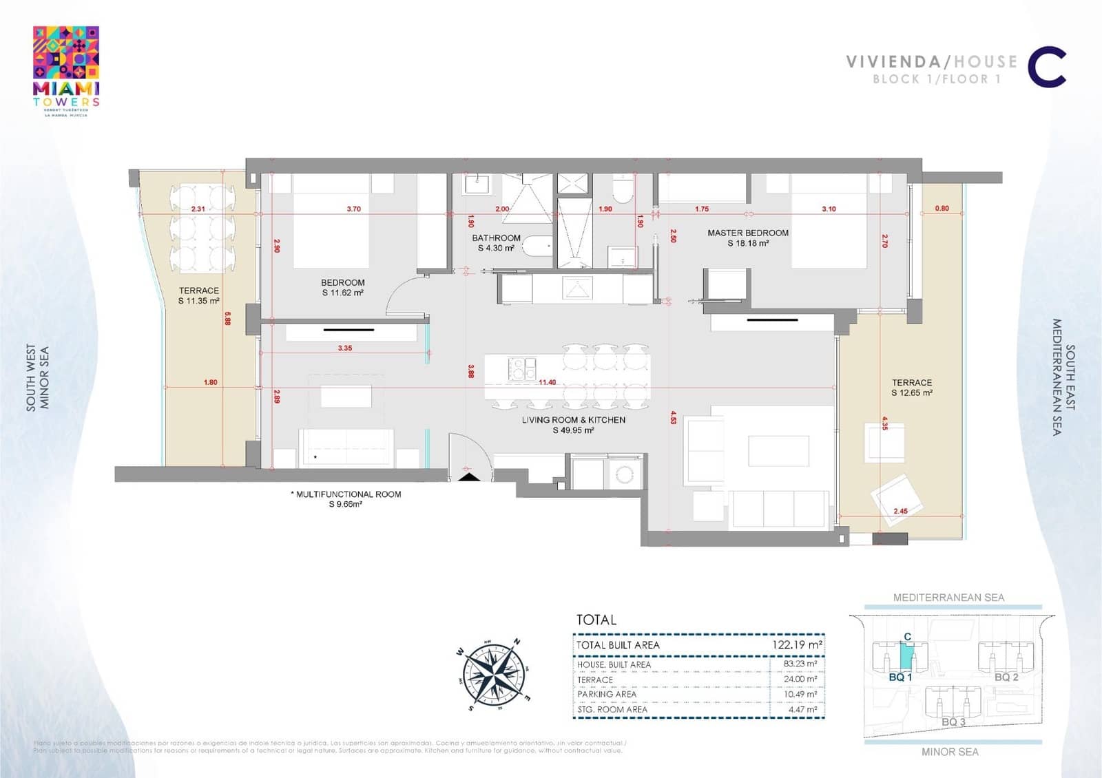 Apartamento de 2 habitaciones en La Manga del Mar Menor en venta - 599.000 € (Ref: 9301278)