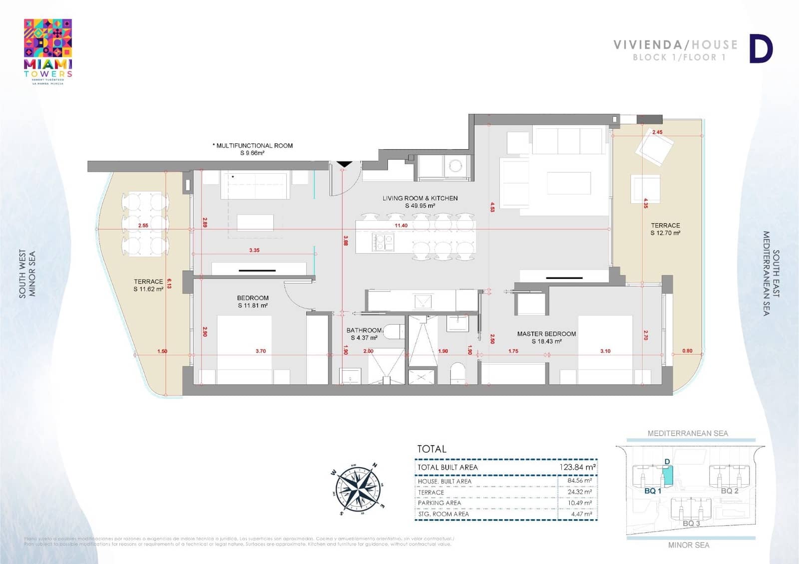 Apartamento de 2 habitaciones en La Manga del Mar Menor en venta - 599.000 € (Ref: 9301278)
