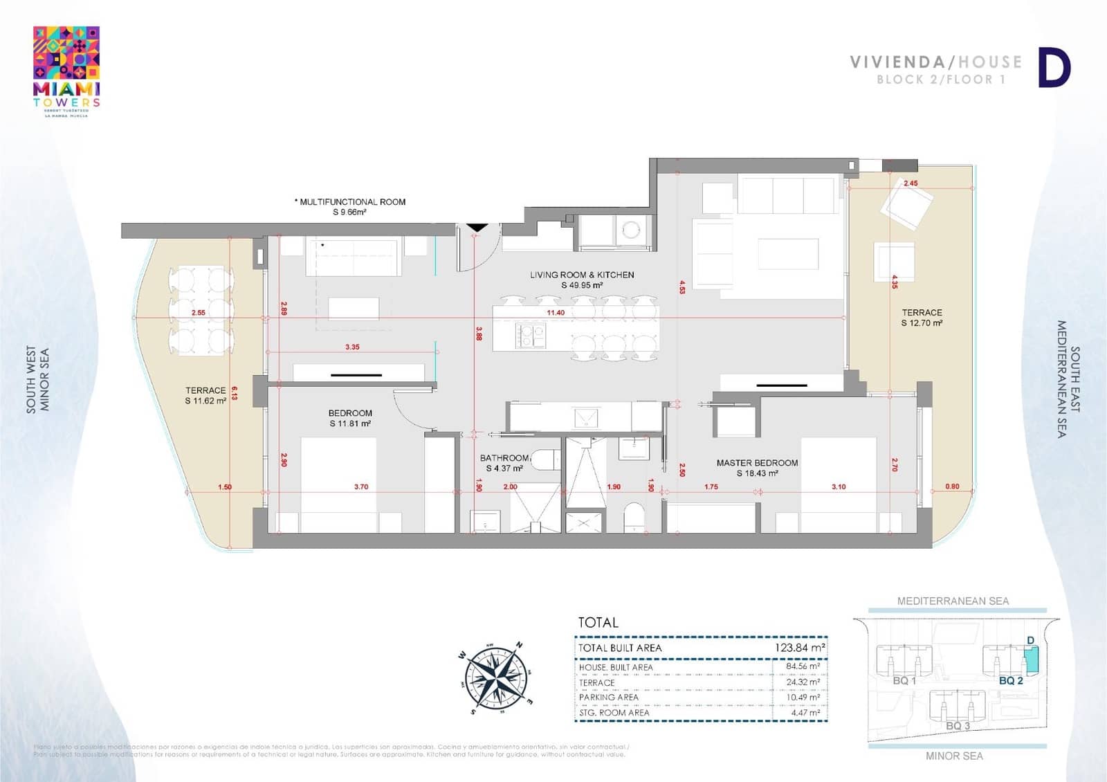Apartamento de 2 habitaciones en La Manga del Mar Menor en venta - 599.000 € (Ref: 9301278)