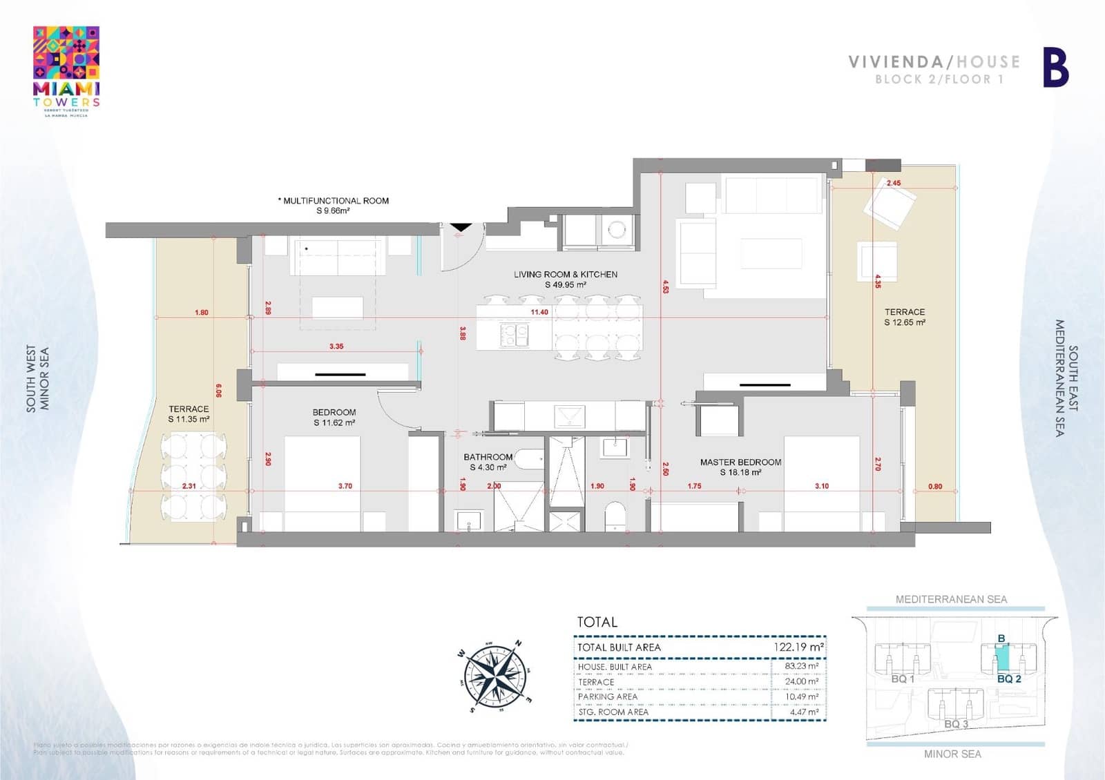 Apartamento de 2 habitaciones en La Manga del Mar Menor en venta - 599.000 € (Ref: 9301278)