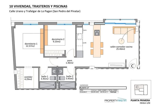 2 chambre Appartement à vendre à Lo Pagan, San Pedro del Pinatar avec piscine - 208 900 € (Ref: 9494677)