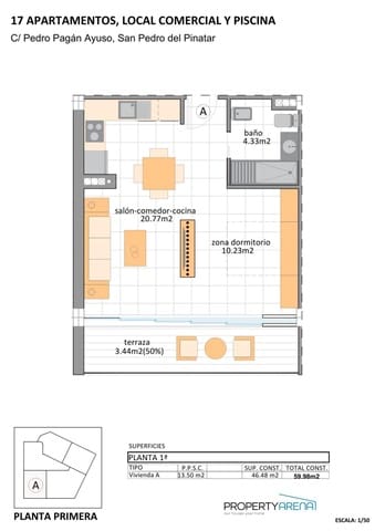 1 makuuhuone Huoneisto myytävänä paikassa Lo Pagan, San Pedro del Pinatar mukana uima-altaan - 127 900 € (Ref: 9494678)