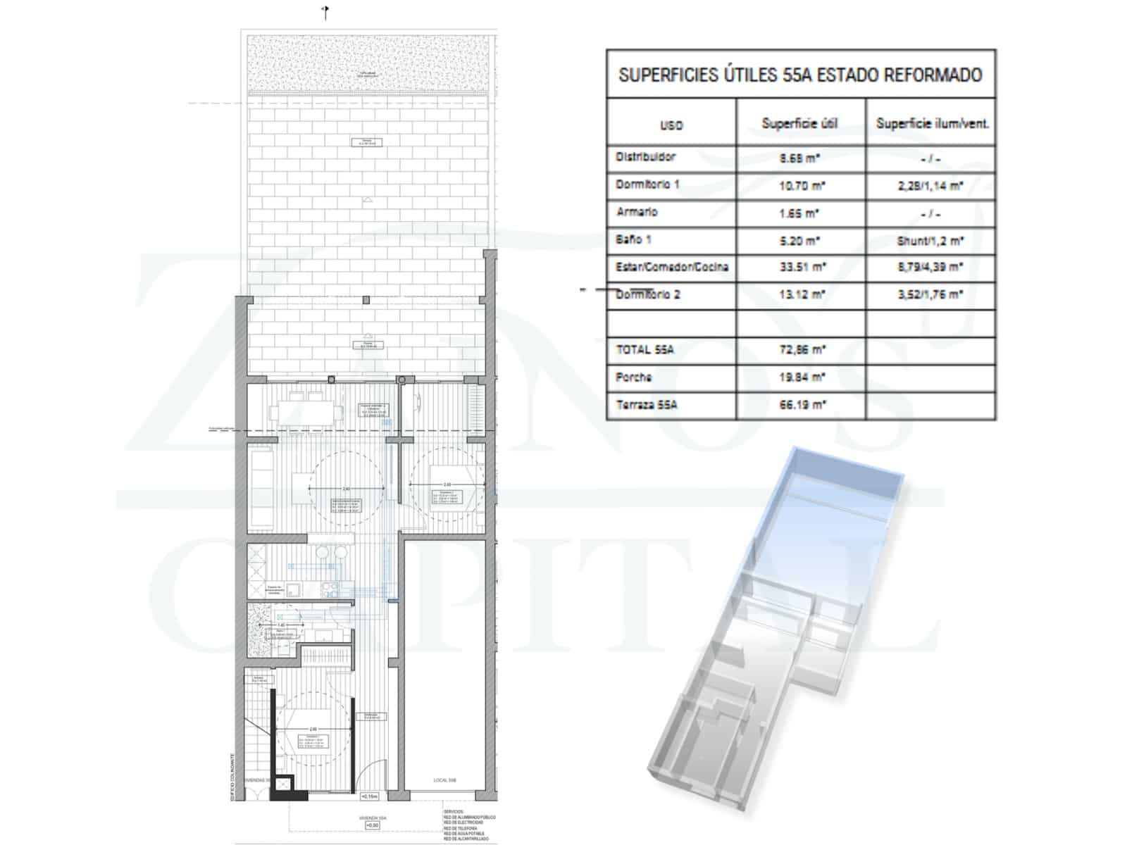 Piso de 2 habitaciones en Palma de Mallorca en venta - 420.000 € (Ref: 9406203)