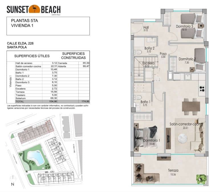 3 quarto Penthouse para venda em Santa Pola - 570 000 € (Ref: 9360478)