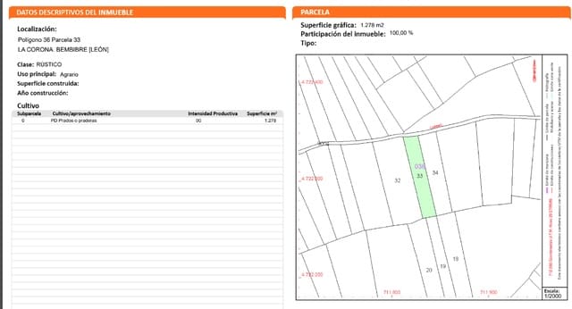 Terreno/Finca Rústica en Bembibre en venta - 6.000 € (Ref: 9488247)