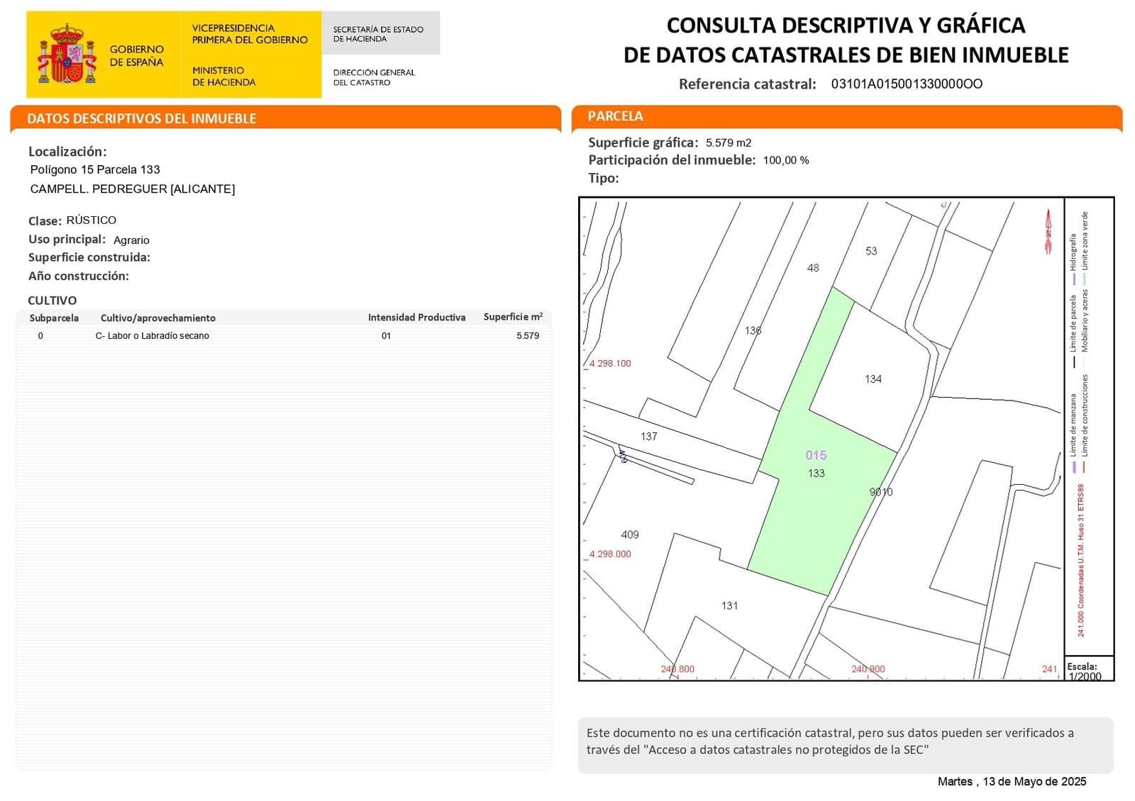 Bauplatz zu verkaufen in Pedreguer - 160.000 € (Ref: 9863942)