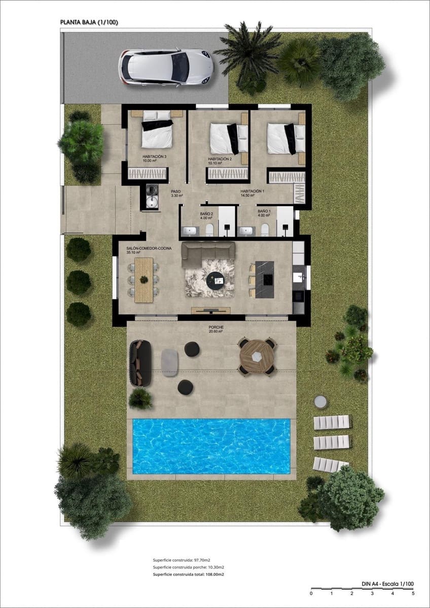 3 sypialnia Willa na sprzedaż w Hondon de las Nieves z basenem garażem - 399 900 € (Ref: 10020192)