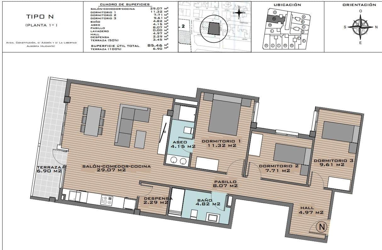 3 quarto Apartamento para venda em Algorfa com piscina - 208 266 € (Ref: 10030064)