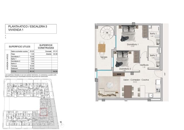 2 sypialnia Apartament na sprzedaż w Norte, Santa Pola z basenem - 310 000 € (Ref: 10044499)