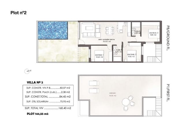 3 bedroom Semi-detached Villa for sale in Pilar de la Horadada ciudad, Pilar de la Horadada - € 415,000 (Ref: 10048009)