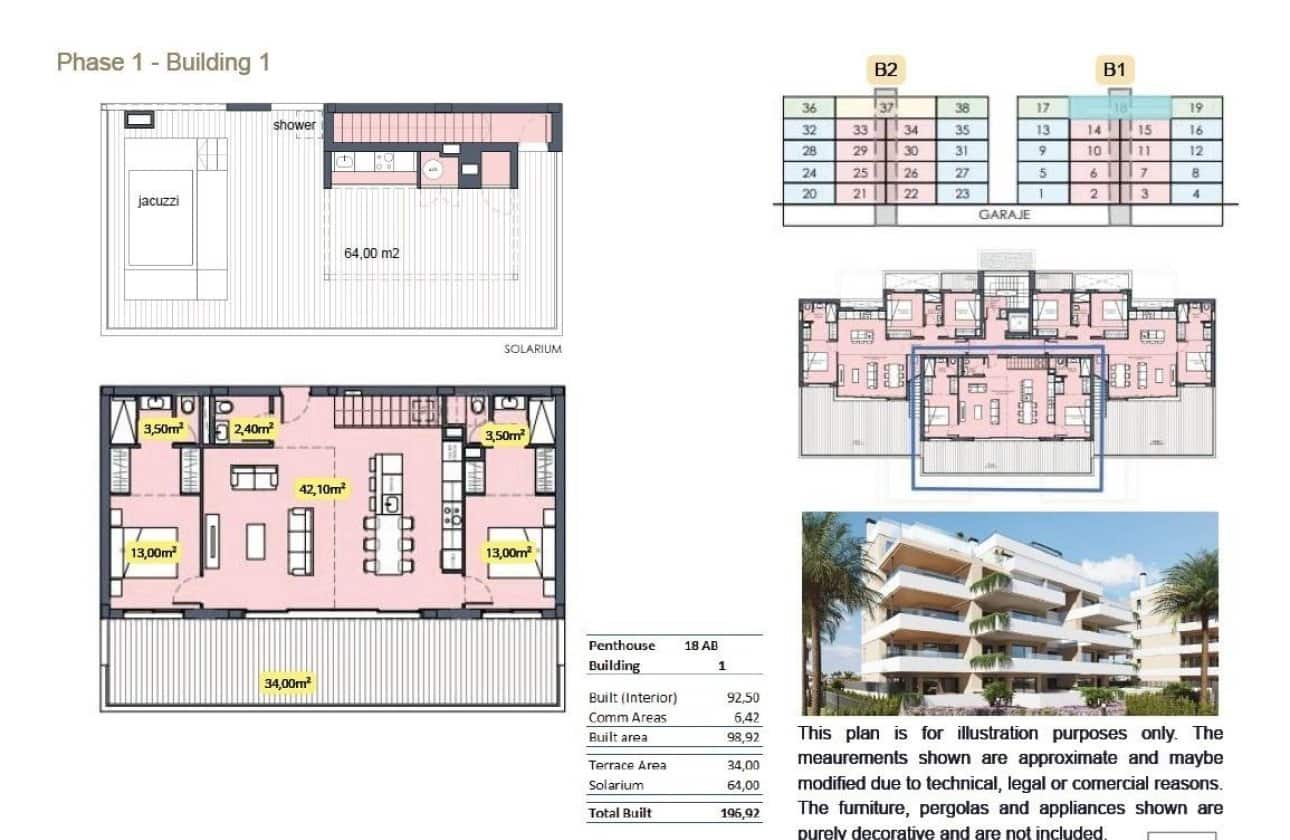 2 soverom Leilighet til salgs i Torre-Pacheco med svømmebasseng - € 555 000 (Ref: 10100883)