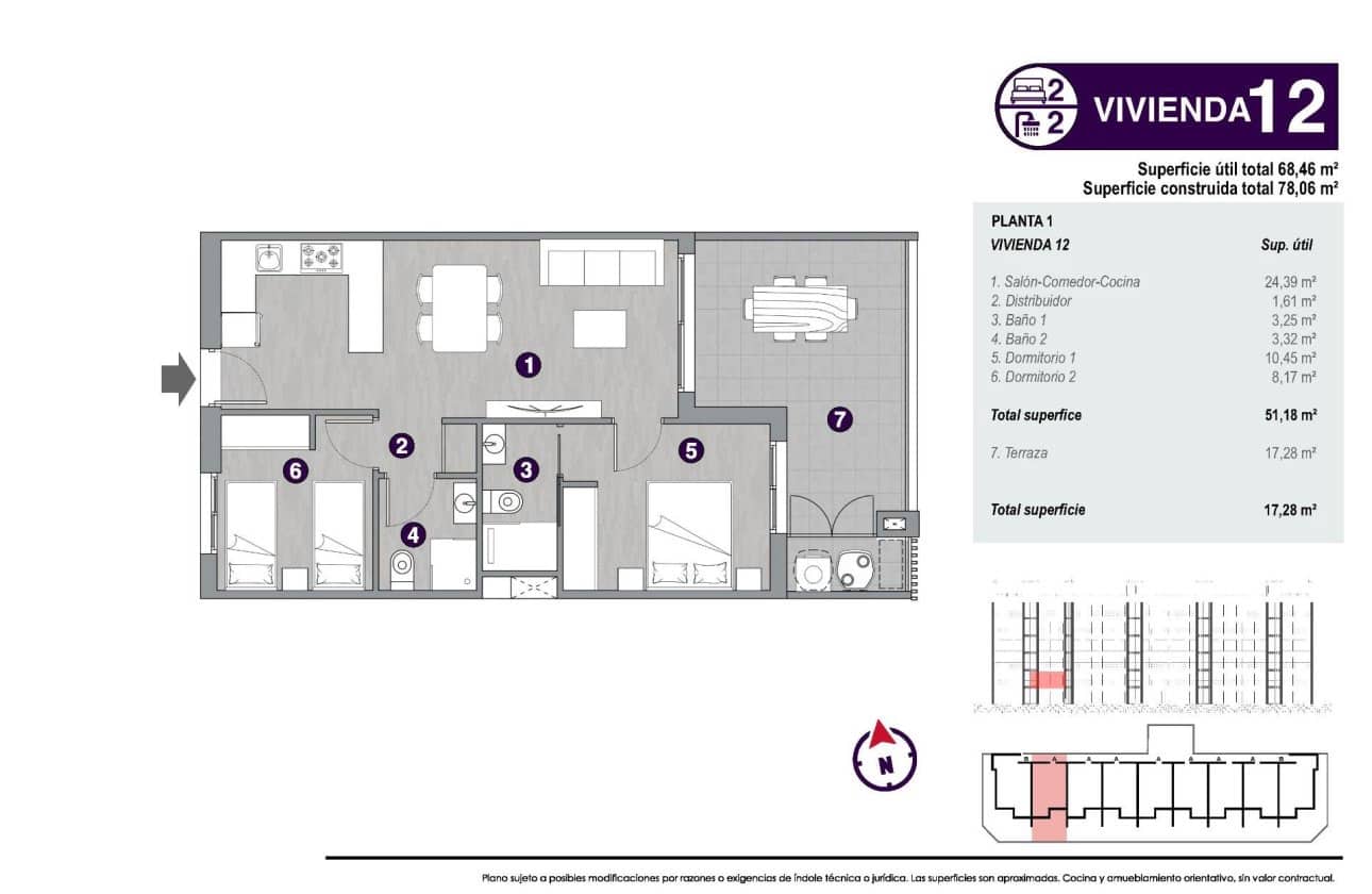 Apartamento de 2 habitaciones en Torrevieja en venta con piscina - 330.000 € (Ref: 10100899)