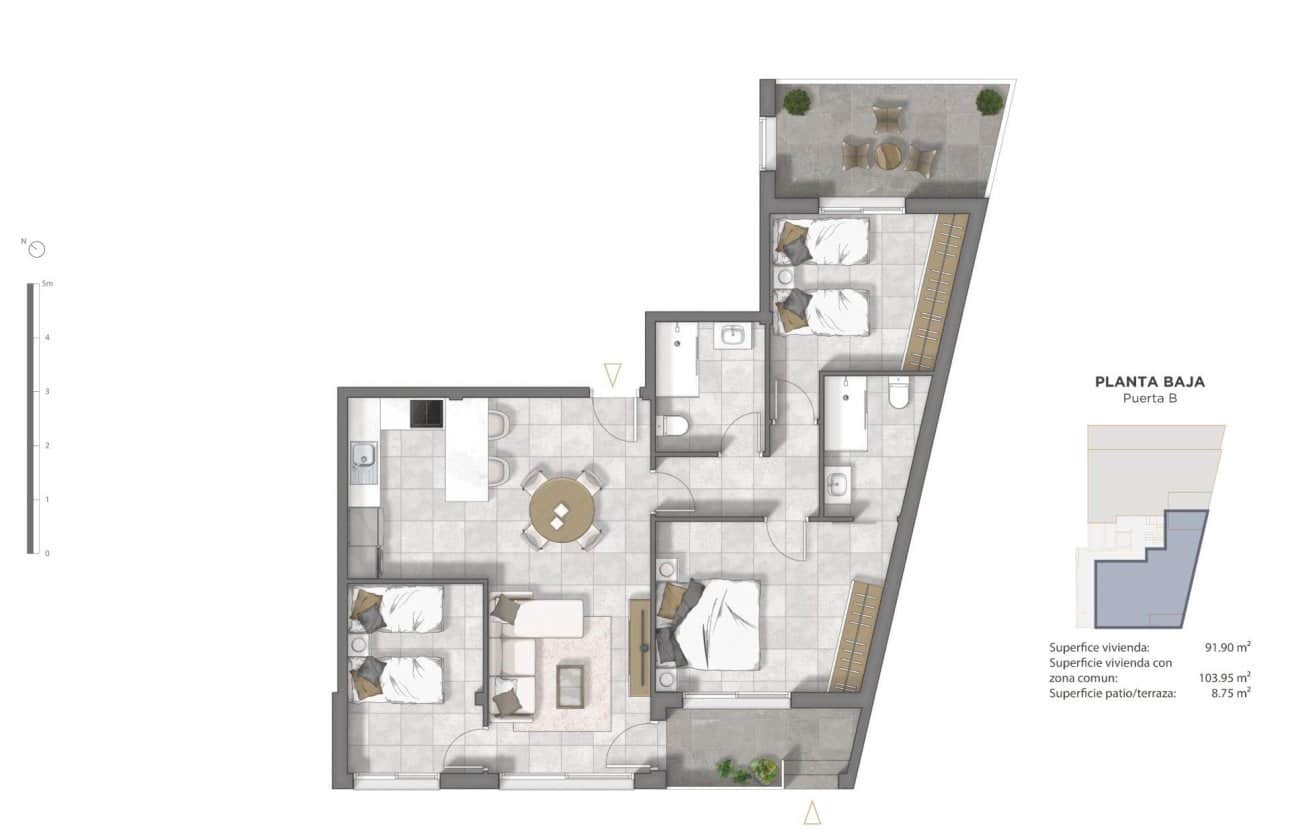 3 bedroom Apartment for sale in Guardamar del Segura with pool - € 334,000 (Ref: 10100904)