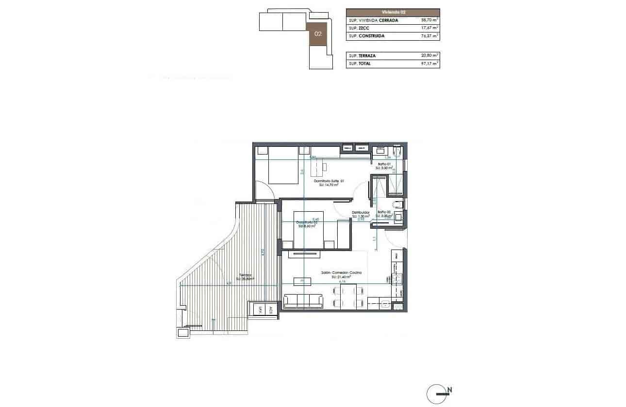 2 soverom Leilighet til salgs i Guardamar del Segura med svømmebasseng - € 315 000 (Ref: 10100925)