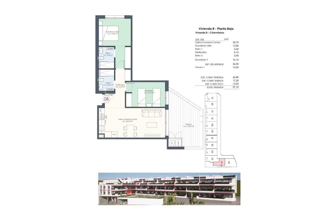 2 quarto Apartamento para venda em Benijofar com piscina - 275 000 € (Ref: 10100927)