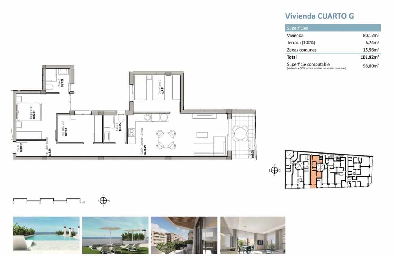 3 soveværelse Lejlighed til salg i Guardamar del Segura med swimmingpool - € 431.000 (Ref: 10100942)