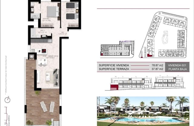 2 sovrum Lägenhet till salu i Ciudad Quesada, Rojales med pool - 322 000 € (Ref: 10100948)