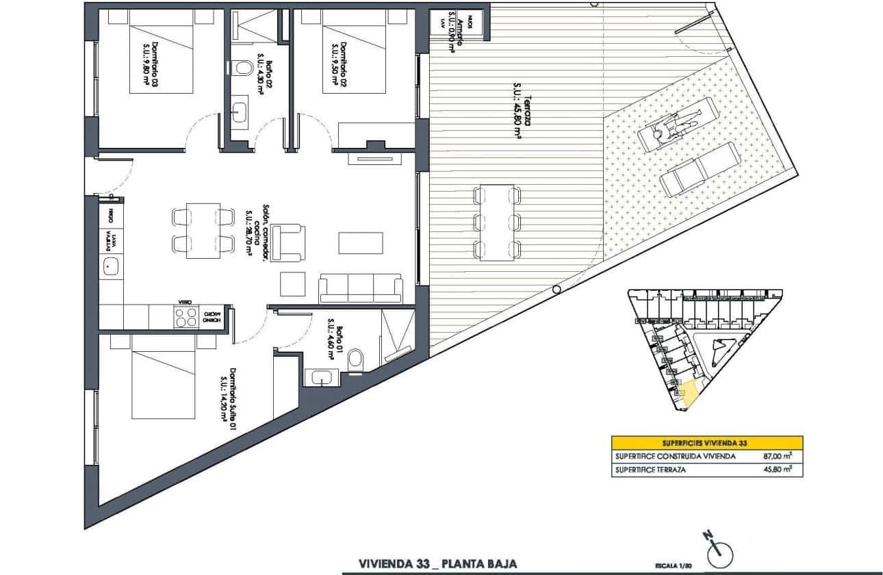 3 slaapkamer Appartement te koop in San Fulgencio met zwembad - € 309.900 (Ref: 10100955)