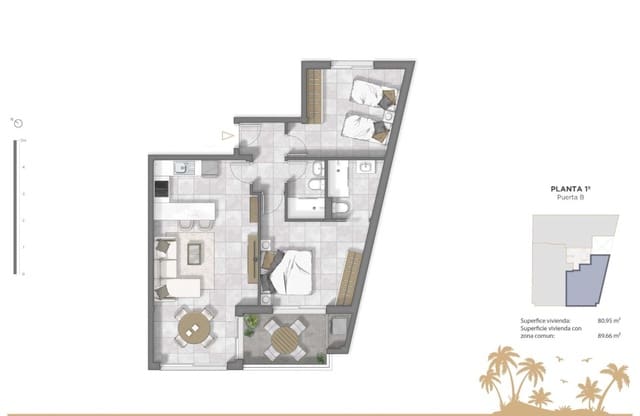 2 soveværelse Lejlighed til salg i Zona Pueblo, Guardamar del Segura med swimmingpool - € 332.500 (Ref: 10100979)