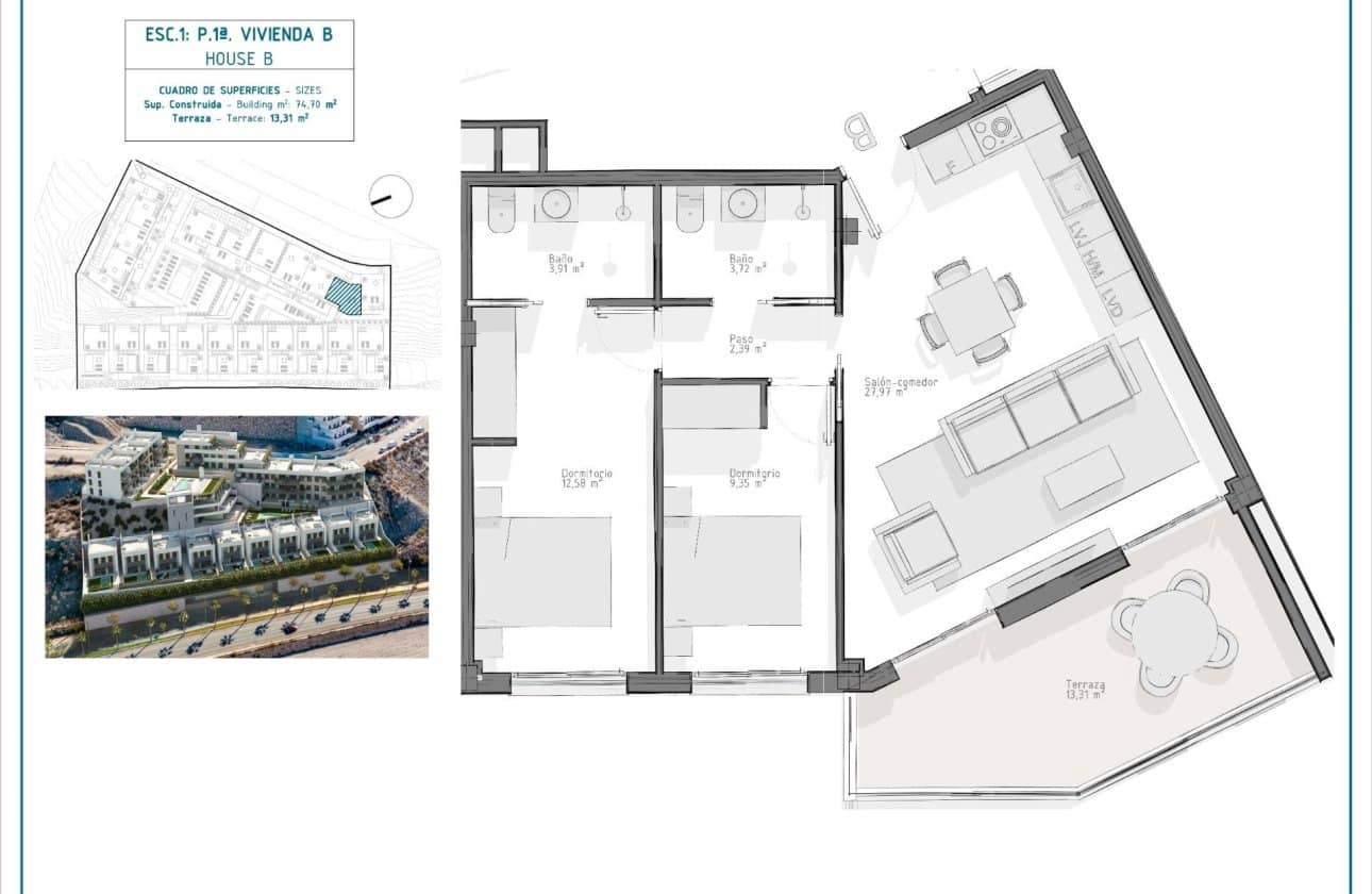 2 sovrum Lägenhet till salu i Aguilas med pool garage - 267 000 € (Ref: 10127488)