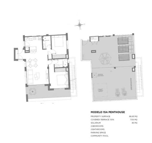 2 sypialnia Penthouse na sprzedaż w Los Narejos, Los Alcázares z basenem - 349 000 € (Ref: 9427423)