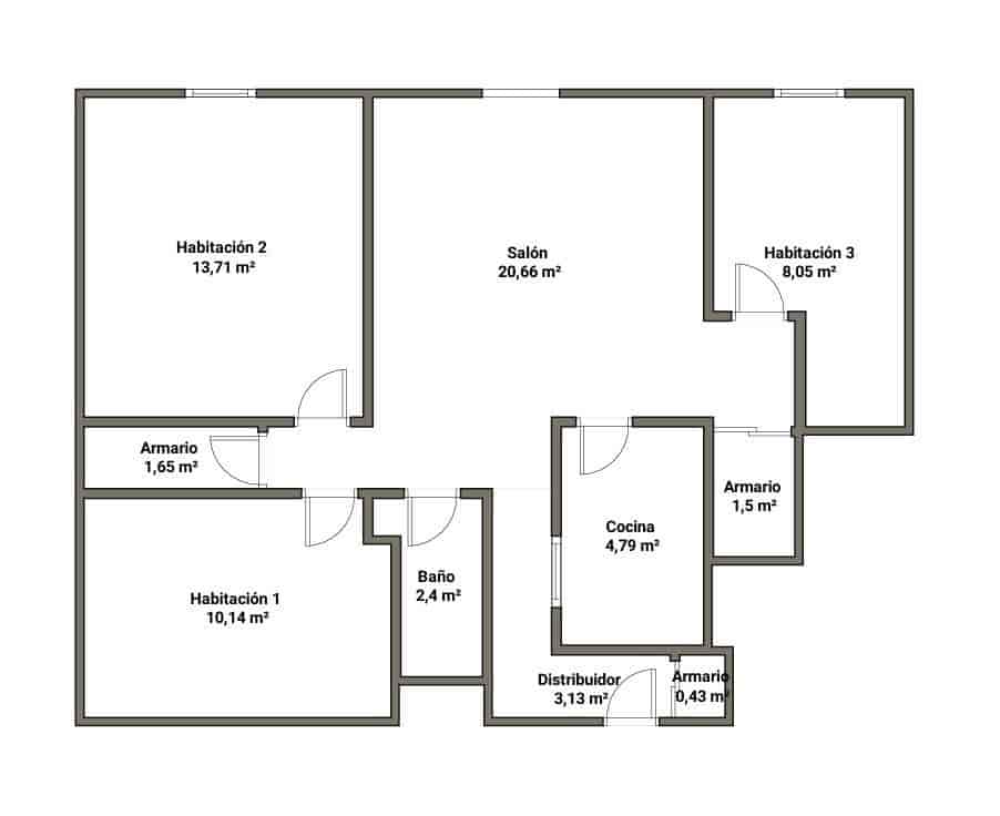 3 makuuhuone Asunto myytävänä paikassa Valencia kaupunki - 175 000 € (Ref: 9801418)