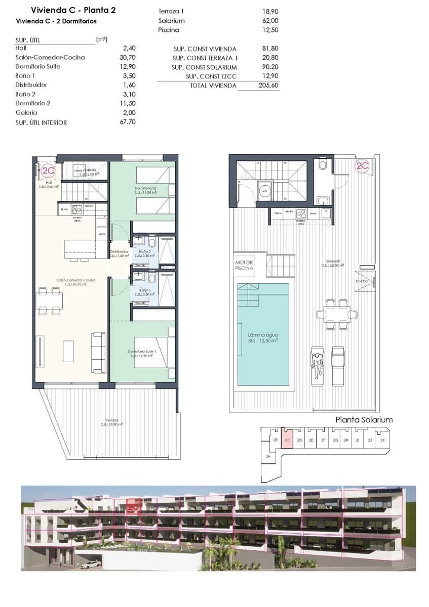 2 bedroom Penthouse for sale in Benijofar with pool - € 421,000 (Ref: 9727260)