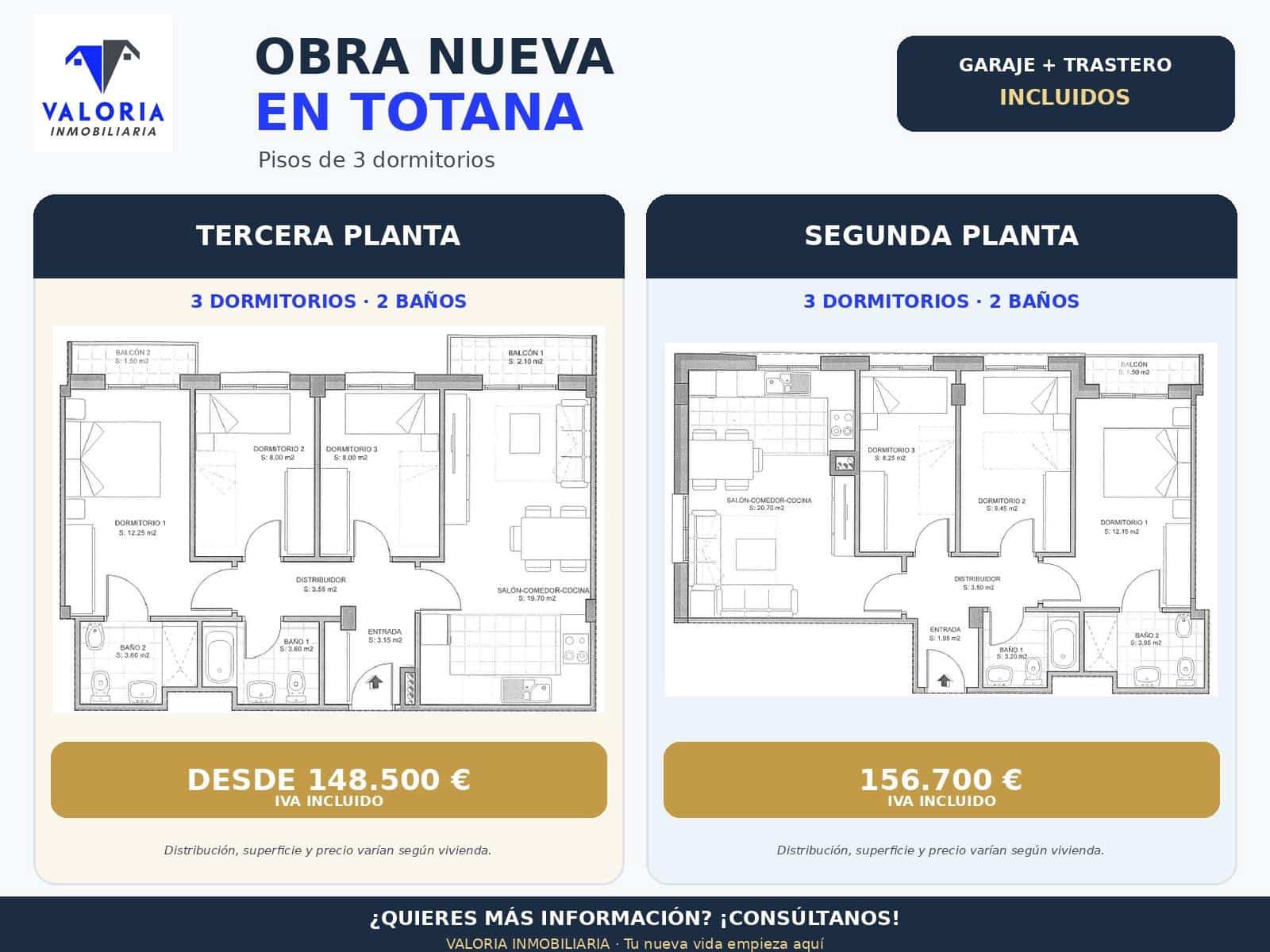 3 bedroom Flat for sale in Totana with garage - € 148,500 (Ref: 10148959)