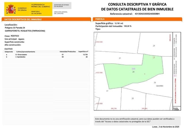 Rakentamaton maa myytävänä paikassa Roquetes - 44 000 € (Ref: 9583076)