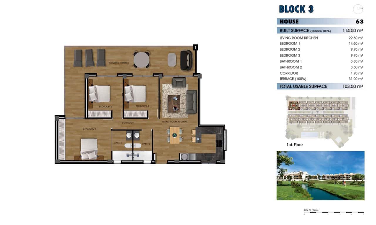 3 sypialnia Apartament na sprzedaż w Los Alcazares z basenem garażem - 334 000 € (Ref: 10043593)