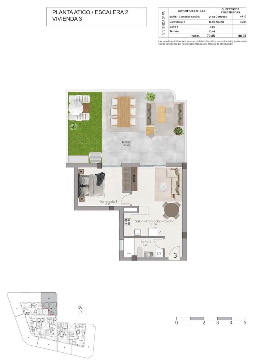 1 sypialnia Penthouse na sprzedaż w Santa Pola z basenem - 285 000 € (Ref: 10150435)