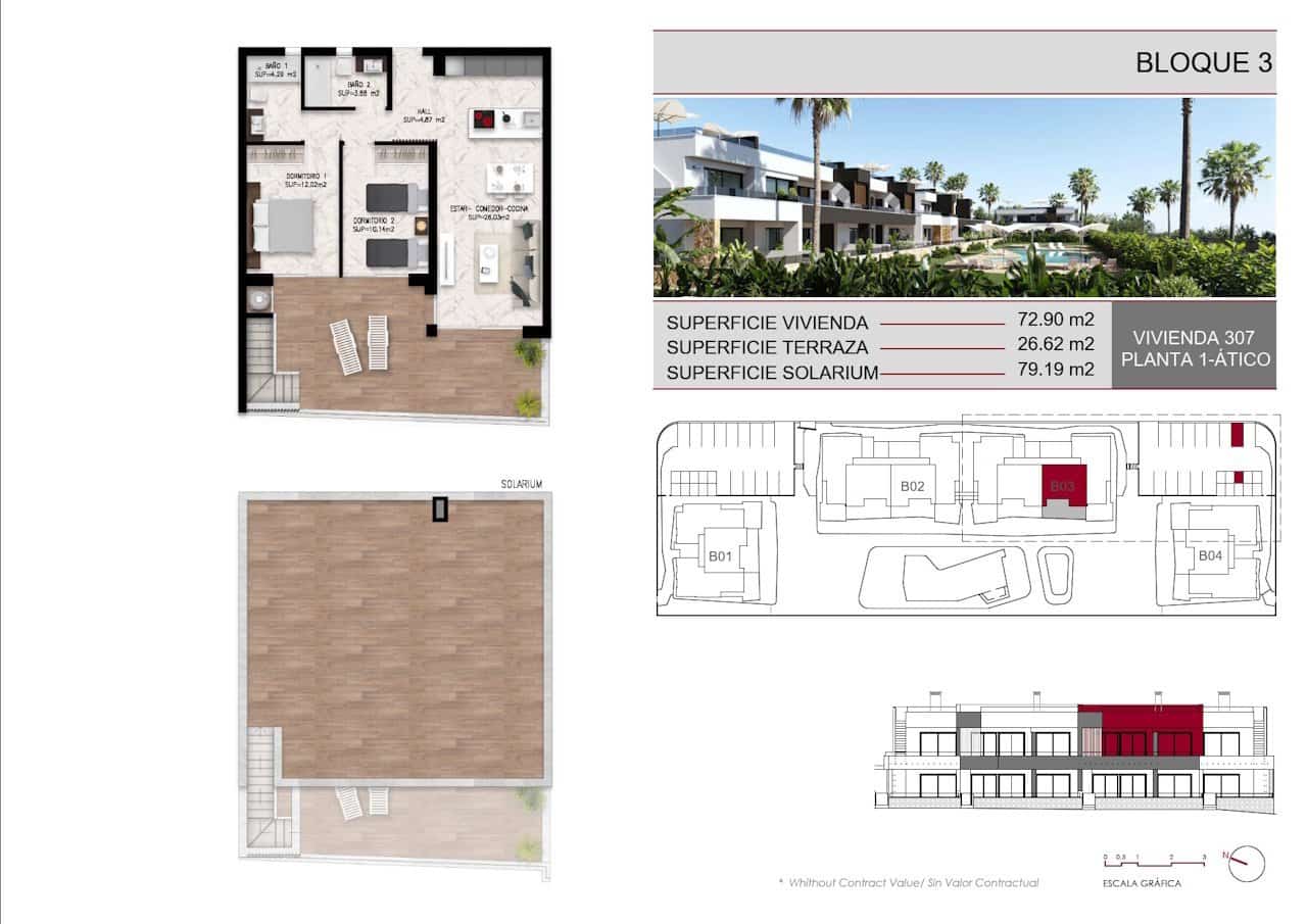 2 bedroom Penthouse for sale in Ciudad Quesada with pool garage - € 339,000 (Ref: 10165542)