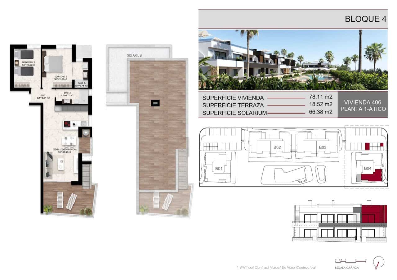2 bedroom Penthouse for sale in Ciudad Quesada with pool garage - € 339,000 (Ref: 10165542)