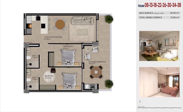 2 slaapkamer Appartement te koop in Guardamar del Segura met zwembad garage - € 275.000 (Ref: 10170187)