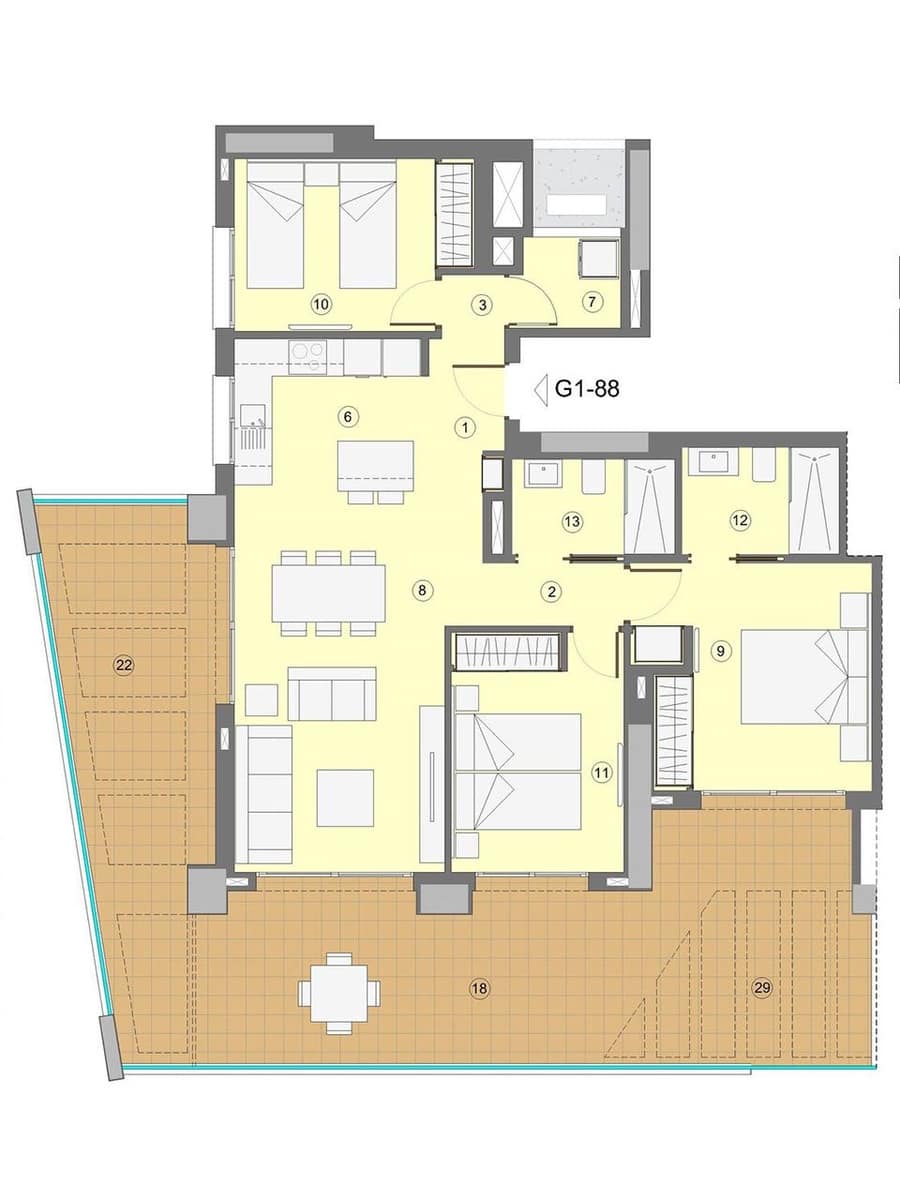 3 sypialnia Apartament na sprzedaż w Benidorm z basenem garażem - 471 000 € (Ref: 7550382)