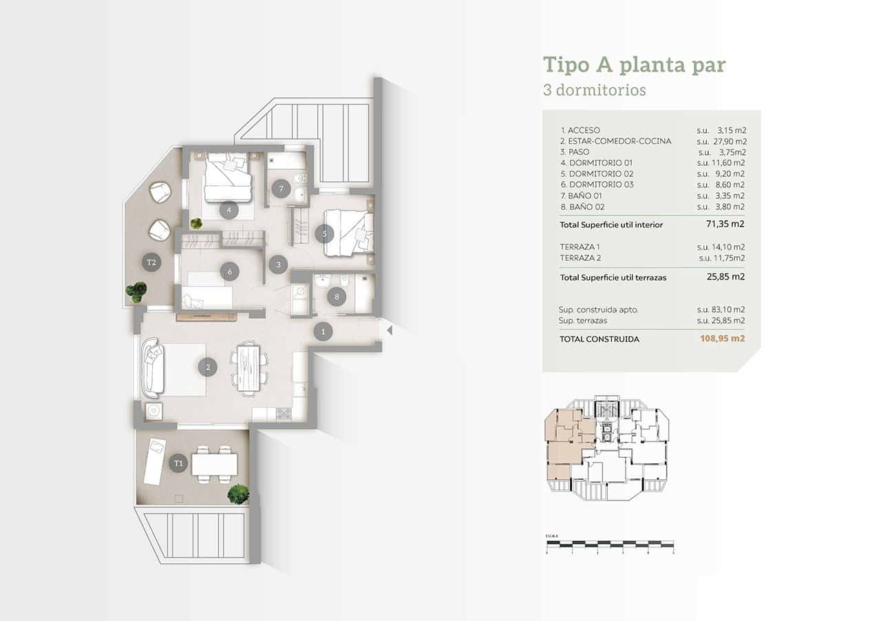 3 sypialnia Apartament na sprzedaż w Calpe / Calp z basenem garażem - 600 000 € (Ref: 7591634)