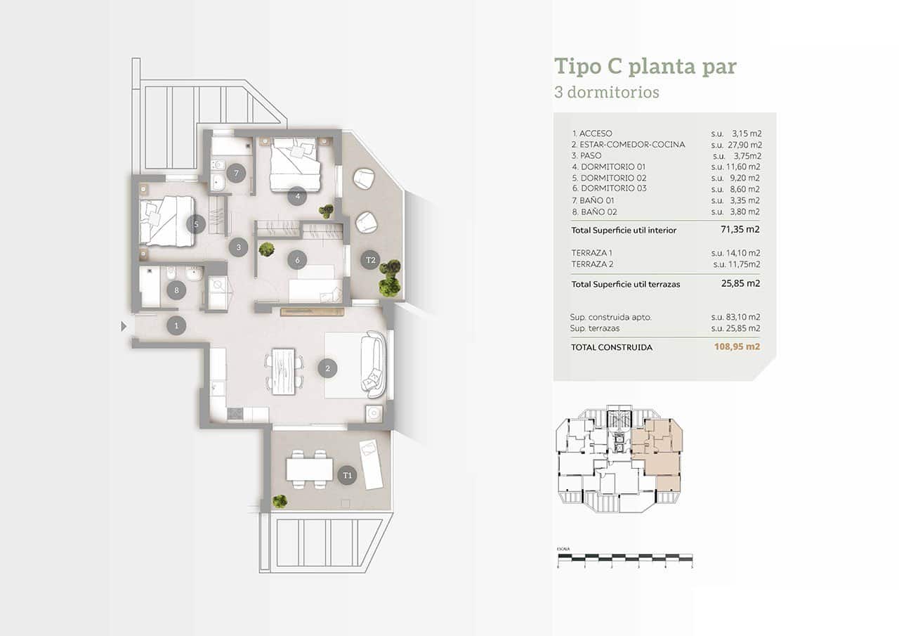 3 sypialnia Apartament na sprzedaż w Calpe / Calp z basenem garażem - 600 000 € (Ref: 7591634)