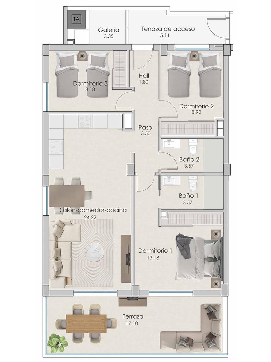3 bedroom Apartment for sale in Santa Pola with pool garage - € 375,000 (Ref: 7631860)