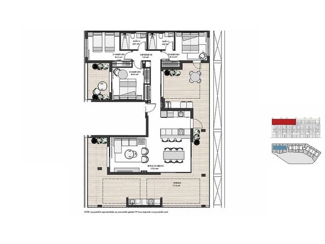Ático de 3 habitaciones en Los Alcázares en venta con piscina garaje - 529.000 € (Ref: 7901520)
