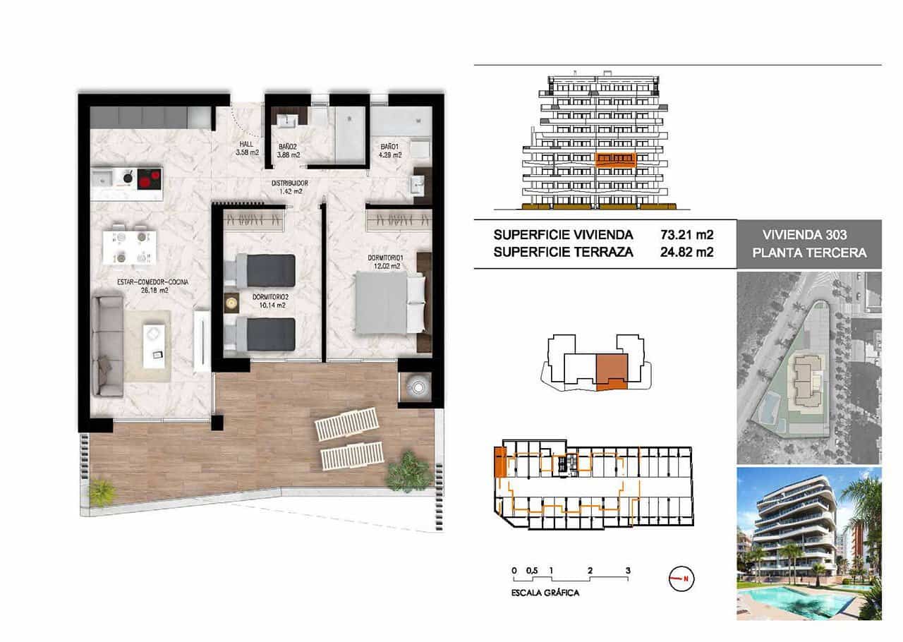 2 chambre Appartement à vendre à Guardamar del Segura avec piscine garage - 299 000 € (Ref: 8237419)