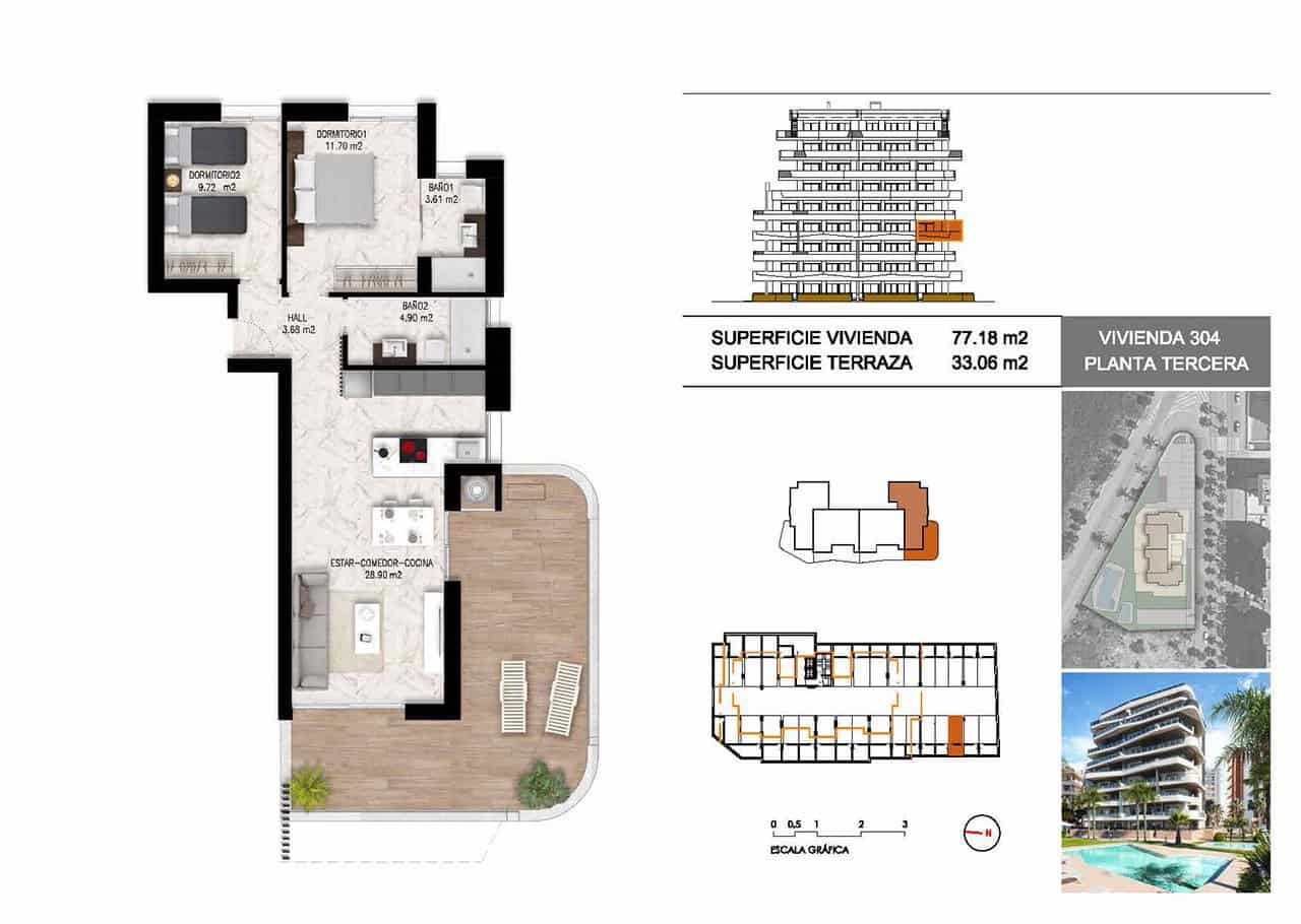 2 chambre Appartement à vendre à Guardamar del Segura avec piscine garage - 299 000 € (Ref: 8237419)